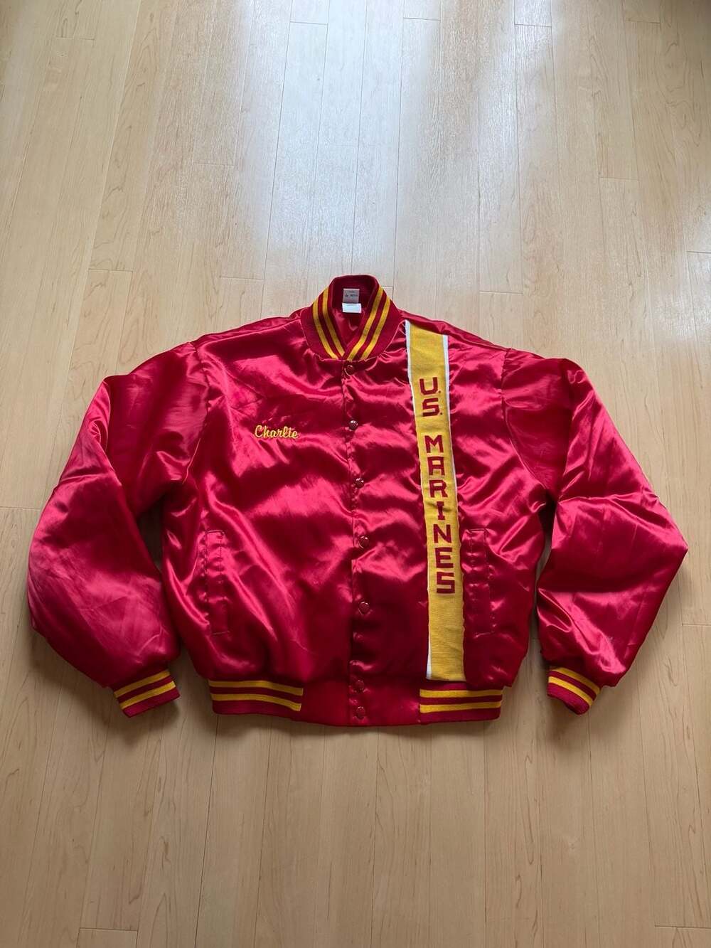 80s Soffe Jackets US Marines Niagara Frontier Detachment Satin Bomber Jacket